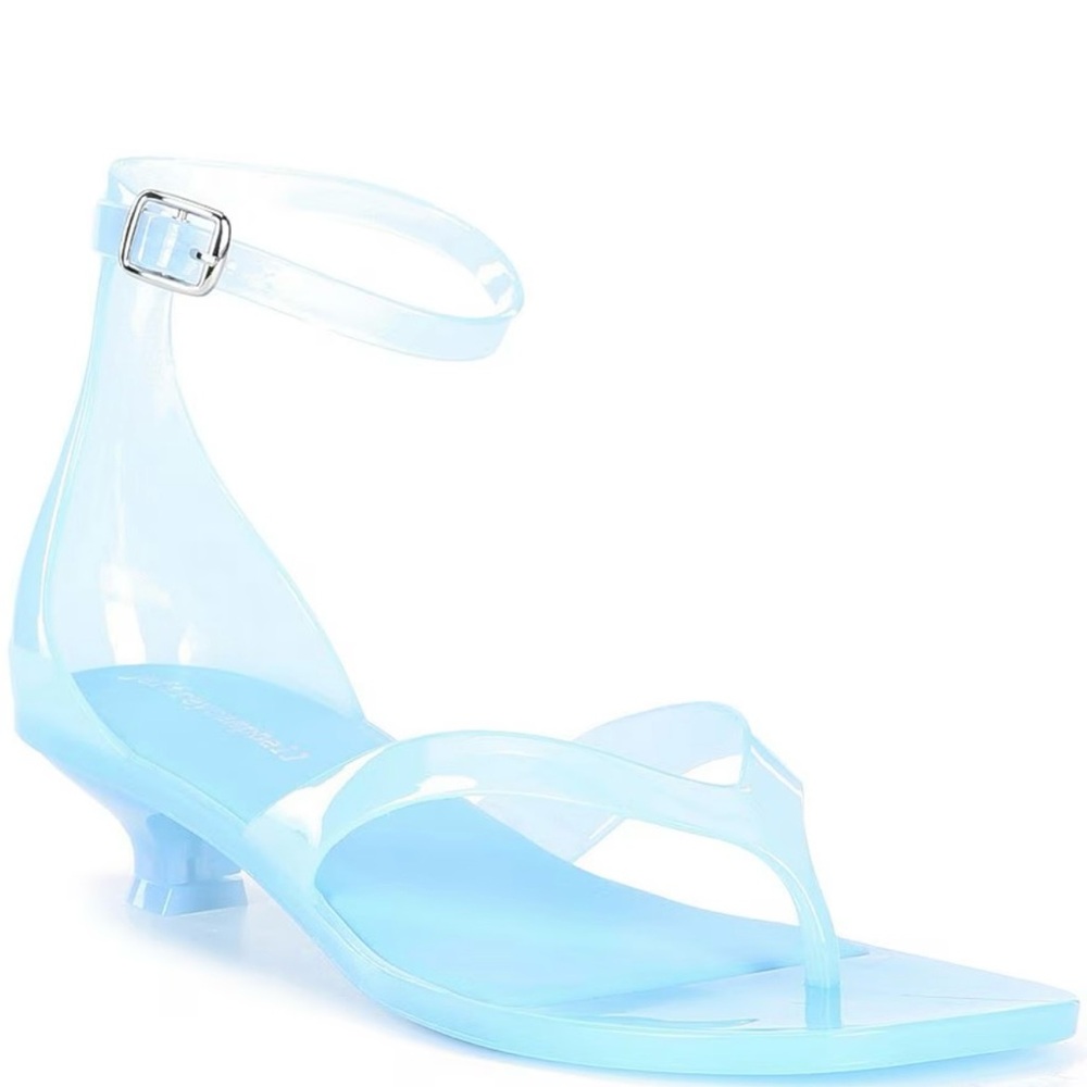Jeffrey Campbell Gummy Ankle Strap Kitten Heel Thong Sandals